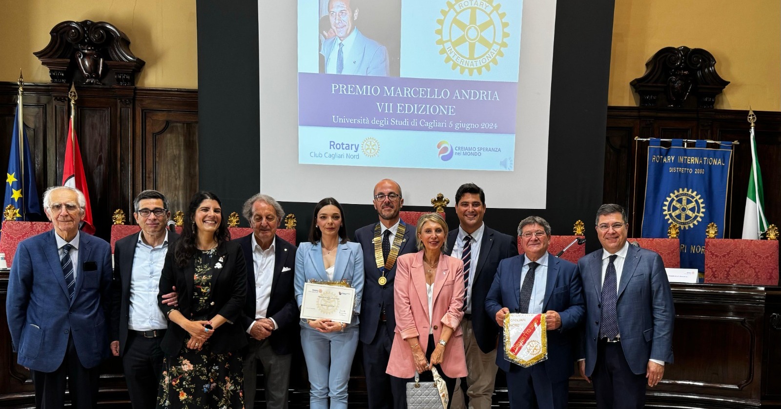 Rappresentanza del Rotary Club Cagliari Nord con la vincitrice del VII Premio Andria Mara Lecca